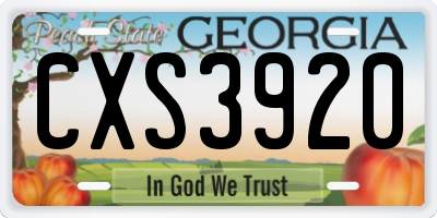 GA license plate CXS3920
