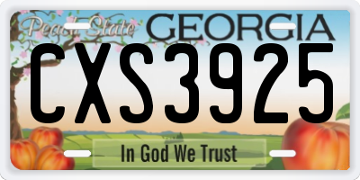 GA license plate CXS3925