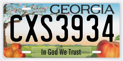 GA license plate CXS3934