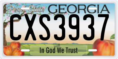 GA license plate CXS3937