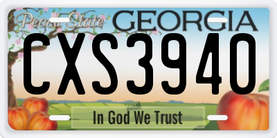 GA license plate CXS3940