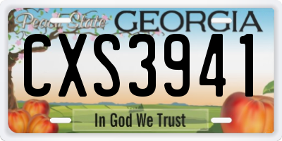 GA license plate CXS3941
