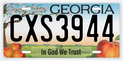 GA license plate CXS3944