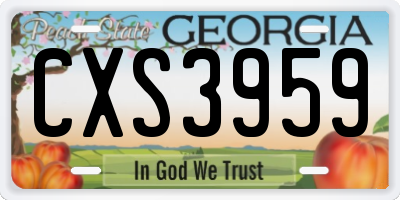 GA license plate CXS3959