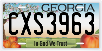 GA license plate CXS3963