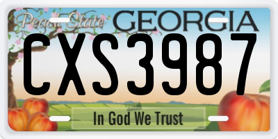 GA license plate CXS3987