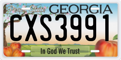 GA license plate CXS3991