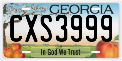 GA license plate CXS3999