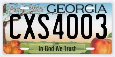 GA license plate CXS4003