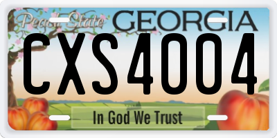 GA license plate CXS4004