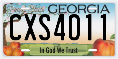 GA license plate CXS4011