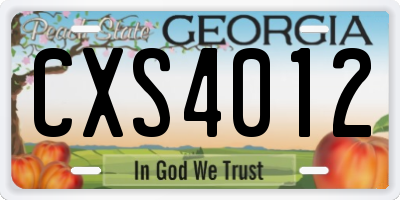 GA license plate CXS4012
