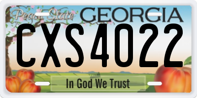 GA license plate CXS4022