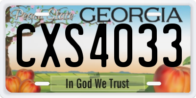 GA license plate CXS4033