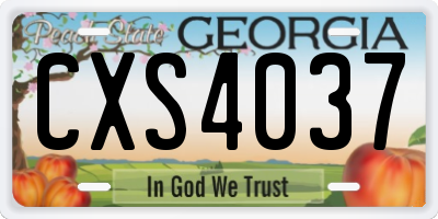 GA license plate CXS4037