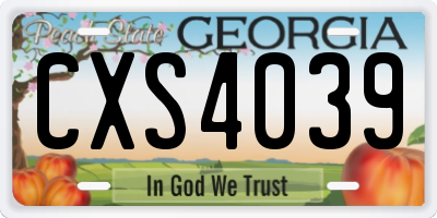 GA license plate CXS4039