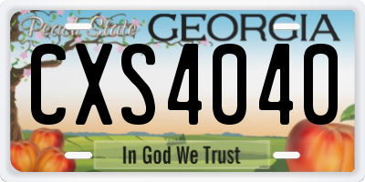 GA license plate CXS4040