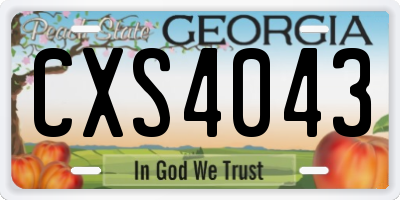 GA license plate CXS4043
