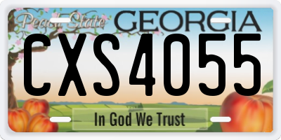 GA license plate CXS4055