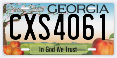 GA license plate CXS4061