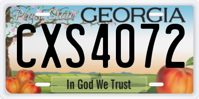 GA license plate CXS4072