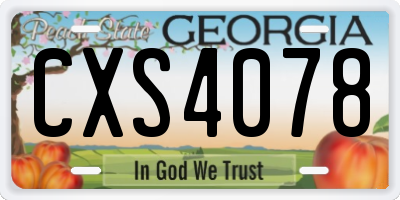 GA license plate CXS4078