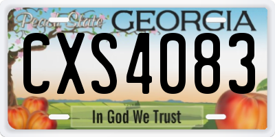 GA license plate CXS4083