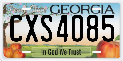 GA license plate CXS4085