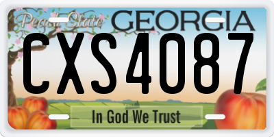 GA license plate CXS4087