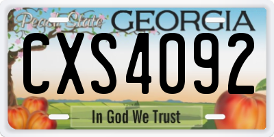 GA license plate CXS4092