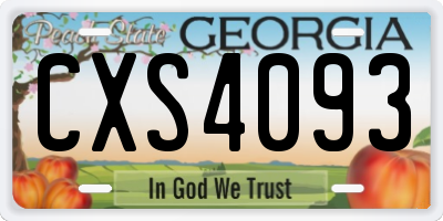 GA license plate CXS4093