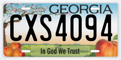 GA license plate CXS4094