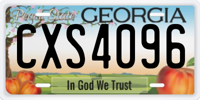 GA license plate CXS4096