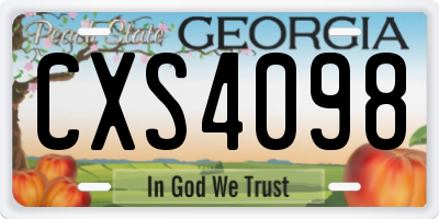 GA license plate CXS4098
