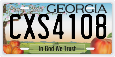 GA license plate CXS4108