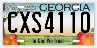 GA license plate CXS4110