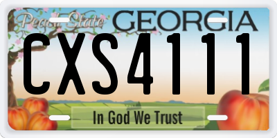 GA license plate CXS4111