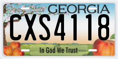 GA license plate CXS4118