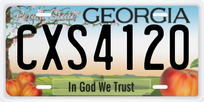GA license plate CXS4120