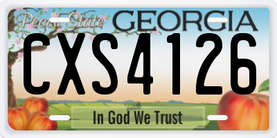 GA license plate CXS4126