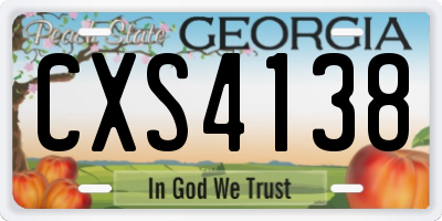 GA license plate CXS4138