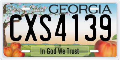 GA license plate CXS4139