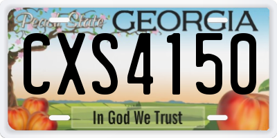 GA license plate CXS4150