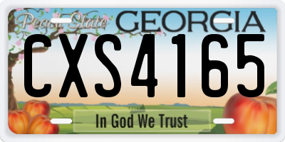 GA license plate CXS4165