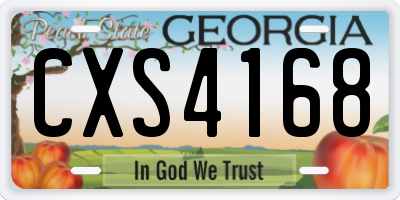 GA license plate CXS4168