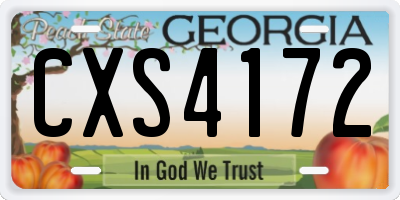 GA license plate CXS4172
