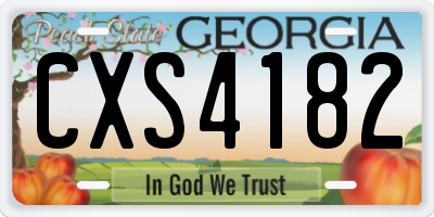GA license plate CXS4182