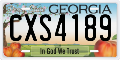 GA license plate CXS4189