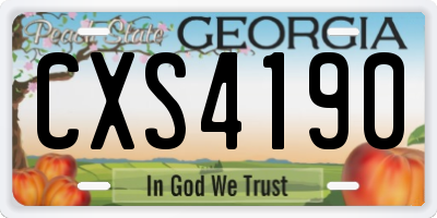 GA license plate CXS4190