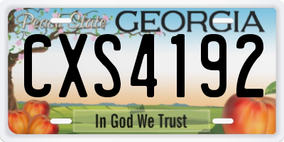 GA license plate CXS4192